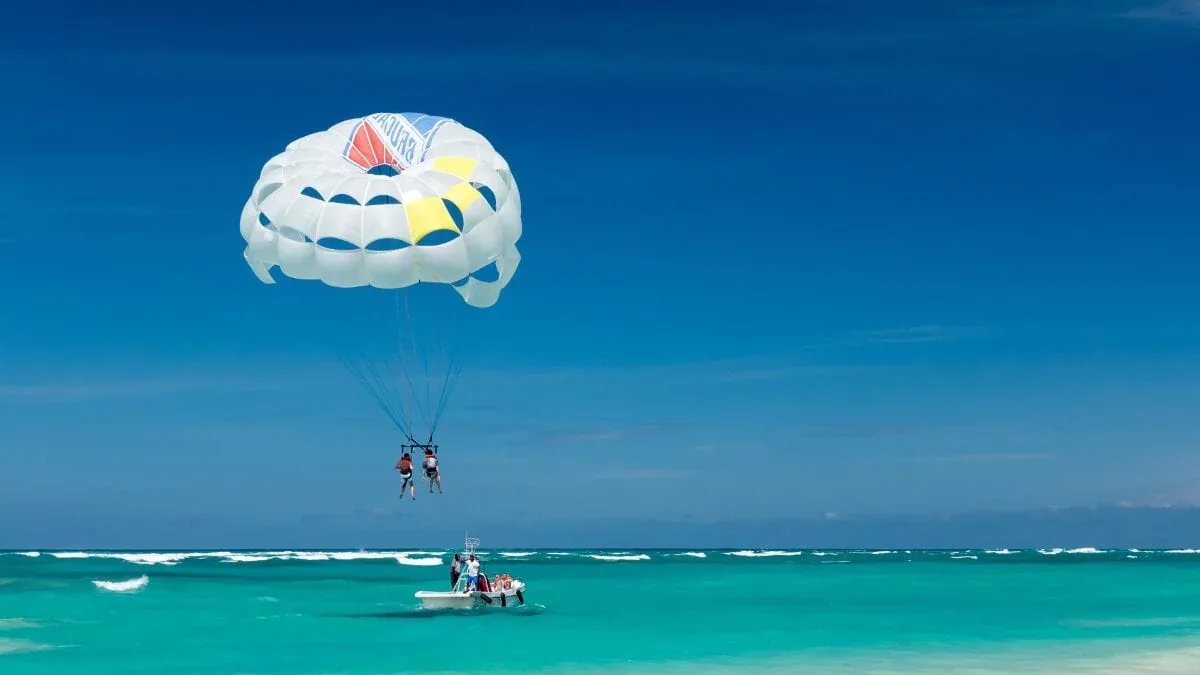 Parasailing activity above the Punta Cana coast