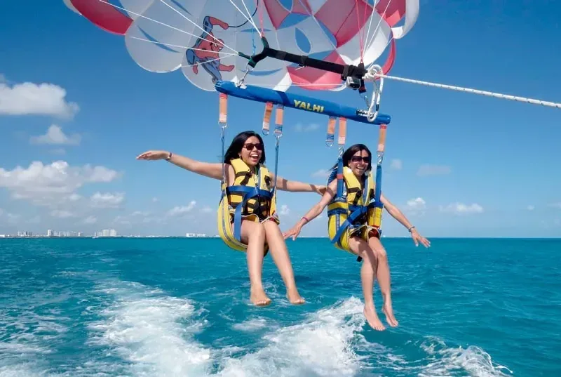 Parasailing activity above the Punta Cana coast